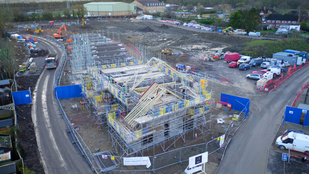 Aerial view of Golden Mede construction site